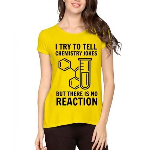 Women's Cotton Biowash Graphic Printed Half Sleeve T-Shirt - Chemistry Jokes