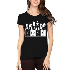 Caseria Women's Cotton Biowash Graphic Printed Half Sleeve T-Shirt - Chess Formula