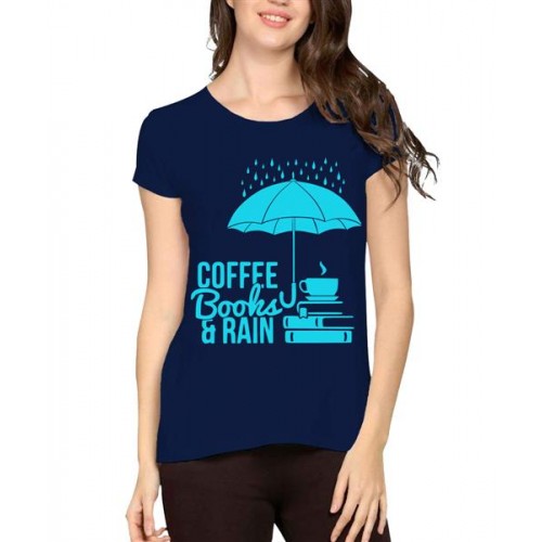 Coffee Books And Rain Graphic Printed T-shirt