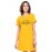 Caseria Women's Cotton Biowash Graphic Printed T-Shirt Dress with side pockets - Adventure