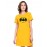 Caseria Women's Cotton Biowash Graphic Printed T-Shirt Dress with side pockets - Battm Logo