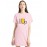 Women's Cotton Biowash Graphic Printed T-Shirt Dress with side pockets - Beer Upp