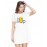 Caseria Women's Cotton Biowash Graphic Printed T-Shirt Dress with side pockets - Beer Upp