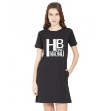 Women's Cotton Biowash Graphic Printed T-Shirt Dress with side pockets - Being Himachali
