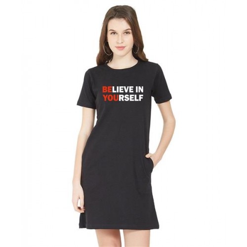 Believe In Yourself Graphic Printed T-shirt Dress