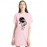 Women's Cotton Biowash Graphic Printed T-Shirt Dress with side pockets - Catch Me Astronaut
