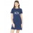 Caseria Women's Cotton Biowash Graphic Printed T-Shirt Dress with side pockets - Dog Lover