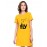Caseria Women's Cotton Biowash Graphic Printed T-Shirt Dress with side pockets - Fly