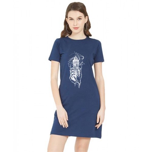 Lighthouse Hand Graphic Printed T-shirt Dress