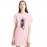 Caseria Women's Cotton Biowash Graphic Printed T-Shirt Dress with side pockets - Hand Lighthouse