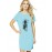 Caseria Women's Cotton Biowash Graphic Printed T-Shirt Dress with side pockets - Hand Lighthouse