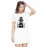 Caseria Women's Cotton Biowash Graphic Printed T-Shirt Dress with side pockets - Let The Music Play