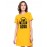 Caseria Women's Cotton Biowash Graphic Printed T-Shirt Dress with side pockets - Live Life Loud