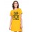 Women's Cotton Biowash Graphic Printed T-Shirt Dress with side pockets - Look Great On Camera