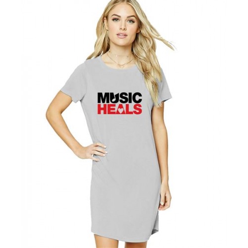 Music Heals Graphic Printed T-shirt Dress