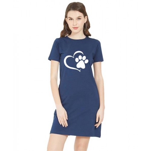 Cute I Love My Dog Puppy Cat Paw Heart Graphic Printed T-shirt Dress