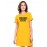 Women's Cotton Biowash Graphic Printed T-Shirt Dress with side pockets - Positive Vibes