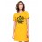Caseria Women's Cotton Biowash Graphic Printed T-Shirt Dress with side pockets - Queens Born In Apr