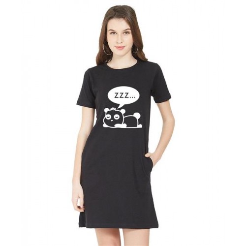 Sleeping Teddy Graphic Printed T-shirt Dress