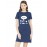 Caseria Women's Cotton Biowash Graphic Printed T-Shirt Dress with side pockets - Sleeping Teddy