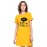 Caseria Women's Cotton Biowash Graphic Printed T-Shirt Dress with side pockets - Sleeping Teddy