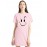 Caseria Women's Cotton Biowash Graphic Printed T-Shirt Dress with side pockets - Smiley Stroke
