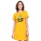 Caseria Women's Cotton Biowash Graphic Printed T-Shirt Dress with side pockets - Sun Adventure
