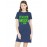 Caseria Women's Cotton Biowash Graphic Printed T-Shirt Dress with side pockets - Teacher Mode On