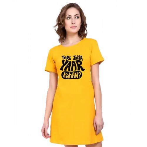 Tere Jaisa Yaar Kahan Graphic Printed T-shirt Dress
