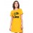 Caseria Women's Cotton Biowash Graphic Printed T-Shirt Dress with side pockets - This Is The Fight