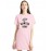 Women's Cotton Biowash Graphic Printed T-Shirt Dress with side pockets - Winter Is Here