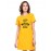 Caseria Women's Cotton Biowash Graphic Printed T-Shirt Dress with side pockets - Winter Is Here