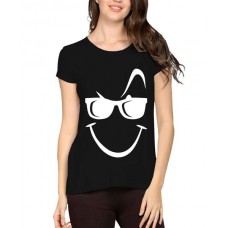 Caseria Women's Cotton Biowash Graphic Printed Half Sleeve T-Shirt - Glare Smile