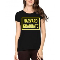 Caseria Women's Cotton Biowash Graphic Printed Half Sleeve T-Shirt - Harvard Graduate