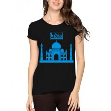Caseria Women's Cotton Biowash Graphic Printed Half Sleeve T-Shirt - India Taj