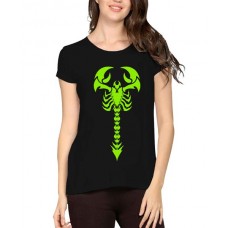 Women's Cotton Biowash Graphic Printed Half Sleeve T-Shirt - Scorpio Tail