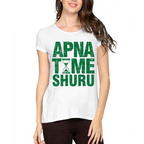 Women's Cotton Biowash Graphic Printed Half Sleeve T-Shirt - Apna Time Shuru