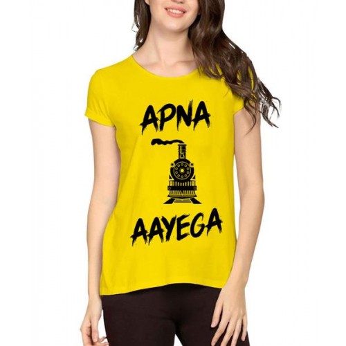 Women's Cotton Biowash Graphic Printed Half Sleeve T-Shirt - Apna Train