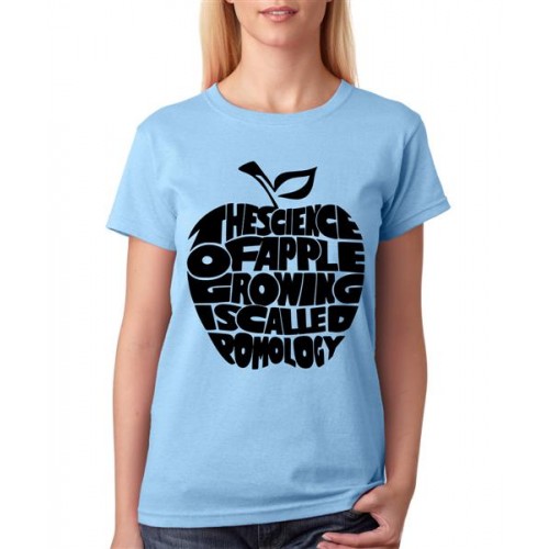 Women's Cotton Biowash Graphic Printed Half Sleeve T-Shirt - Apple Quote