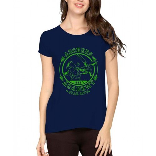 Women's Cotton Biowash Graphic Printed Half Sleeve T-Shirt - Archers Arrow Academy
