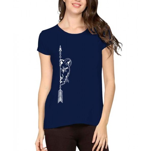 Women's Cotton Biowash Graphic Printed Half Sleeve T-Shirt - Arrow Lioness