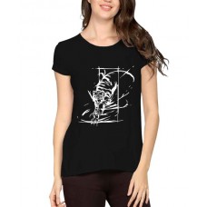 Women's Cotton Biowash Graphic Printed Half Sleeve T-Shirt - Art Tiger