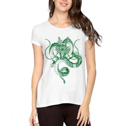 Women's Cotton Biowash Graphic Printed Half Sleeve T-Shirt - Aztec Dragon
