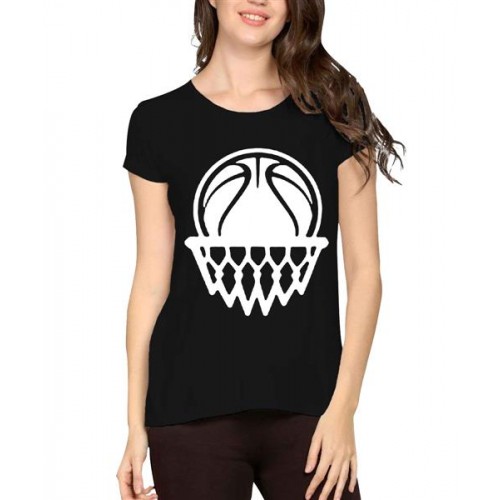 Women's Cotton Biowash Graphic Printed Half Sleeve T-Shirt - Basket Ball 