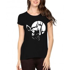 Women's Cotton Biowash Graphic Printed Half Sleeve T-Shirt - Bat Fear