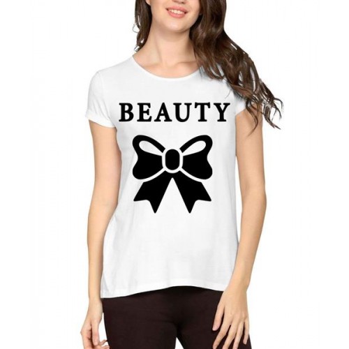 Women's Cotton Biowash Graphic Printed Half Sleeve T-Shirt - Beauty Bow