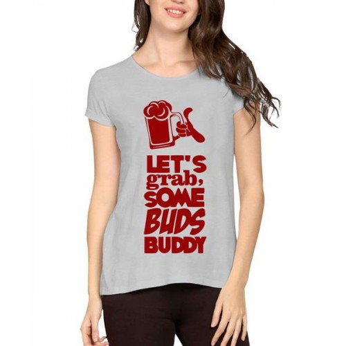 Women's Cotton Biowash Graphic Printed Half Sleeve T-Shirt - Beer Buds Buddy