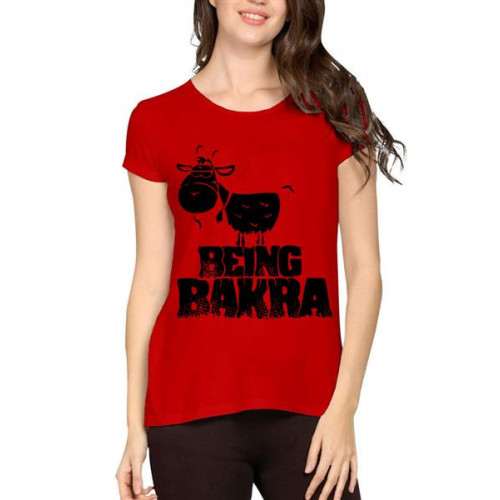 Women's Cotton Biowash Graphic Printed Half Sleeve T-Shirt - Being Bakra