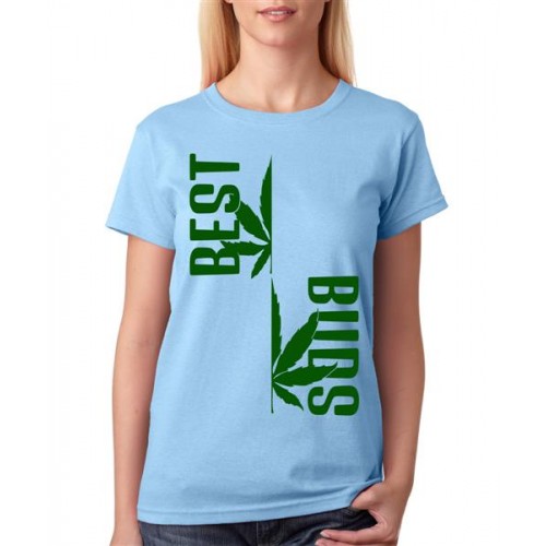 Women's Cotton Biowash Graphic Printed Half Sleeve T-Shirt - Best Buds