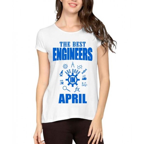 Women's Cotton Biowash Graphic Printed Half Sleeve T-Shirt - Best Engineers April